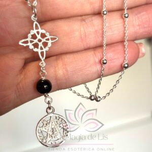 Collar Doble Protección con Onix Plata de Ley 925