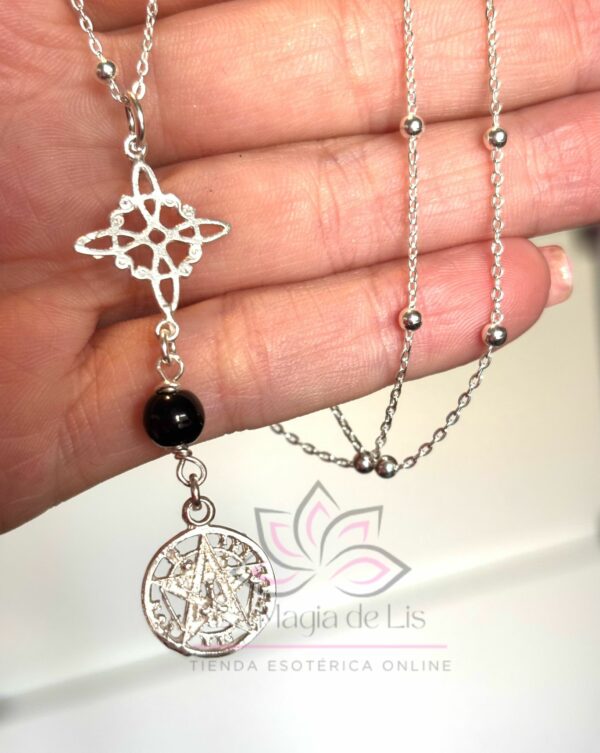 Collar Doble Protección con Onix Plata de Ley 925