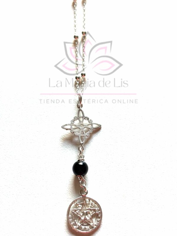 Collar Doble Protección con Onix Plata de Ley 925 - Imagen 2