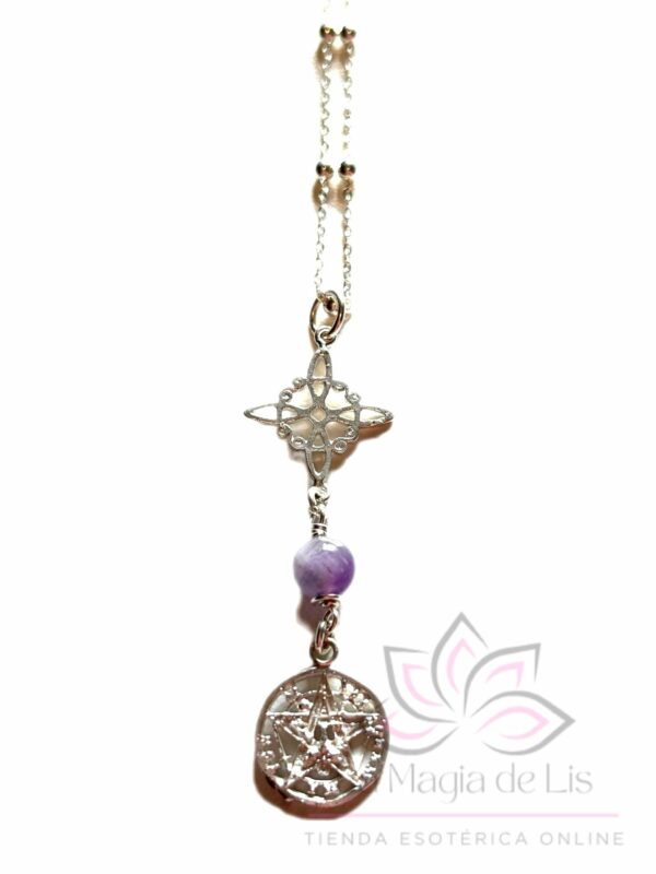 Collar Doble Protección Amatista Plata de Ley 925 - Imagen 2