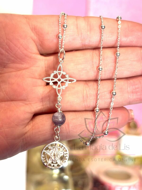 Collar Doble Protección Amatista Plata de Ley 925