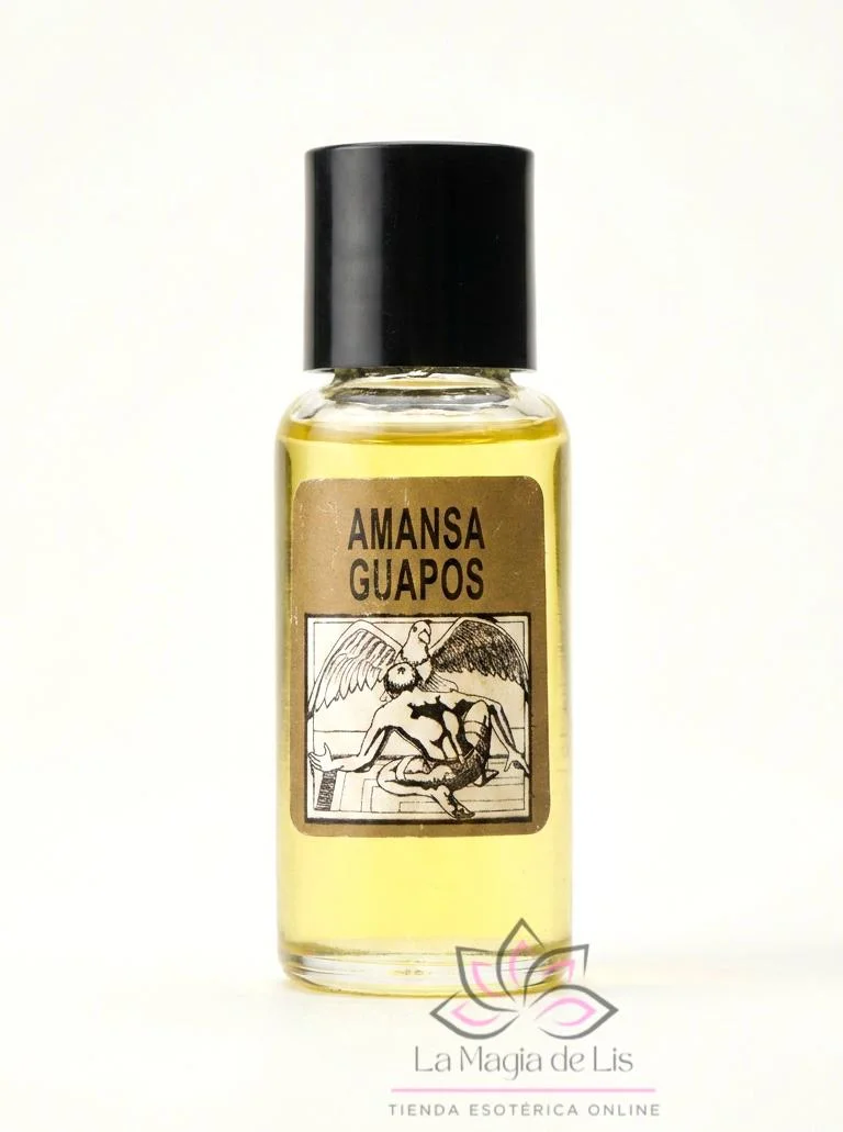 Perfume Ashe Amansa Guapo esotérico para rituales de atracción, seducción y magnetismo espiritual en La Magia de Lis.