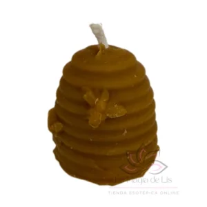 Vela de miel de abeja natural para rituales esotéricos de abundancia, prosperidad y limpieza energética en altar espiritual