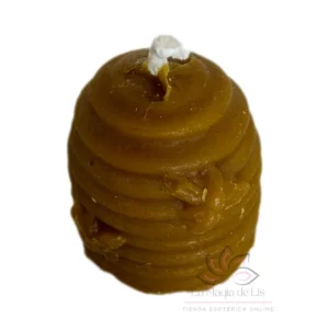 Vela de miel de abeja natural para rituales esotéricos de abundancia, prosperidad y limpieza energética en altar espiritual