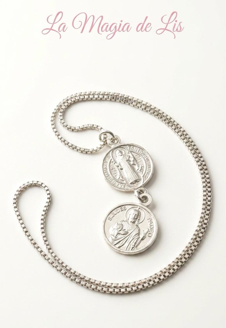Collar San Judas Tadeo y San Benito Plata de Ley 925 | La Magia de Lis - Imagen 2